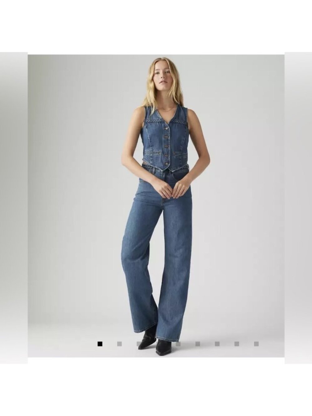 Levis Premium Ribcage Wide Leg Braided Jeans Women's 28 Blue Streetwear Western